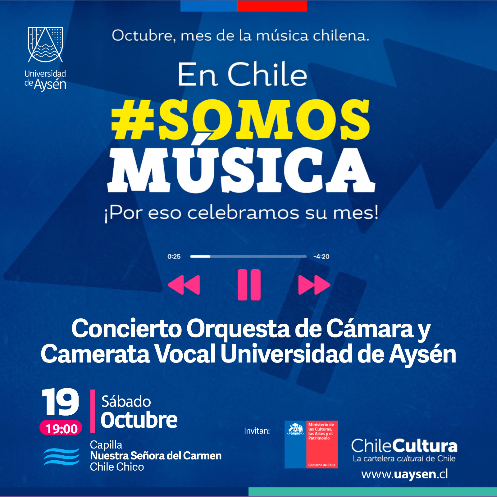 En Chile #SOMOS MUSICA ¡Por eso celebramos su mes! Concierto Orquesta de Cámara y Camerata Vocal Universidad de Aysén