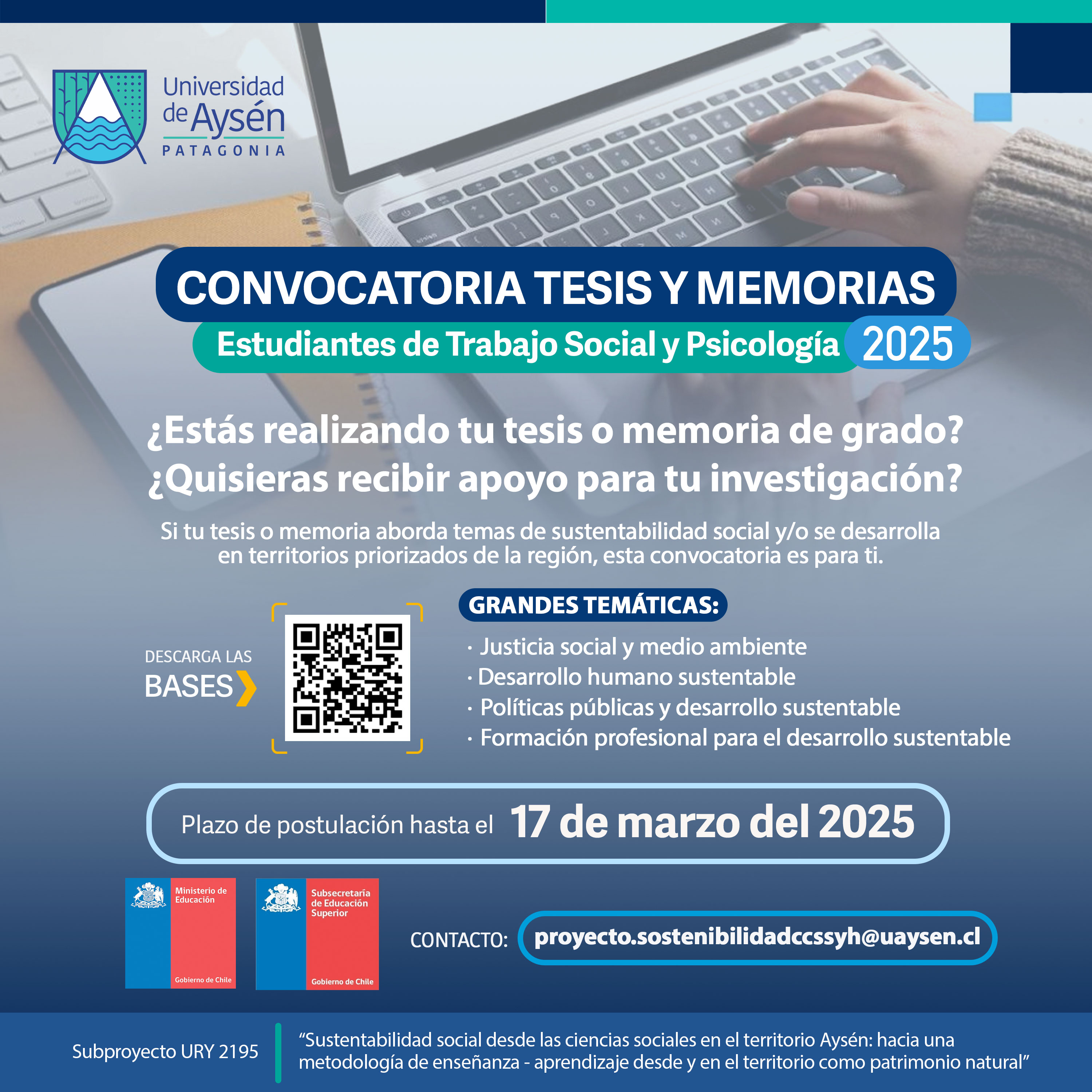 CONVOCATORIA TESIS Y MEMORIAS Estudiantes de Trabajo Social y Psicología 2025