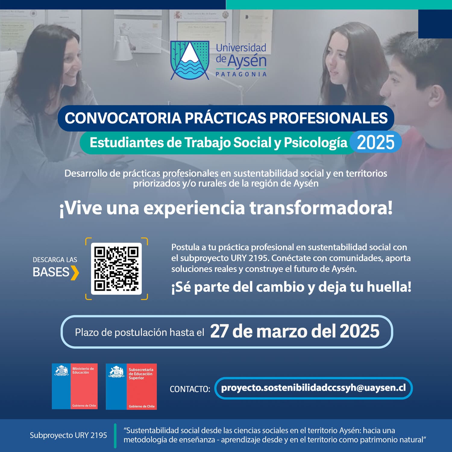CONVOCATORIA PRÁCTICAS PROFESIONALES Estudiantes de Trabajo Social y Psicología 2025