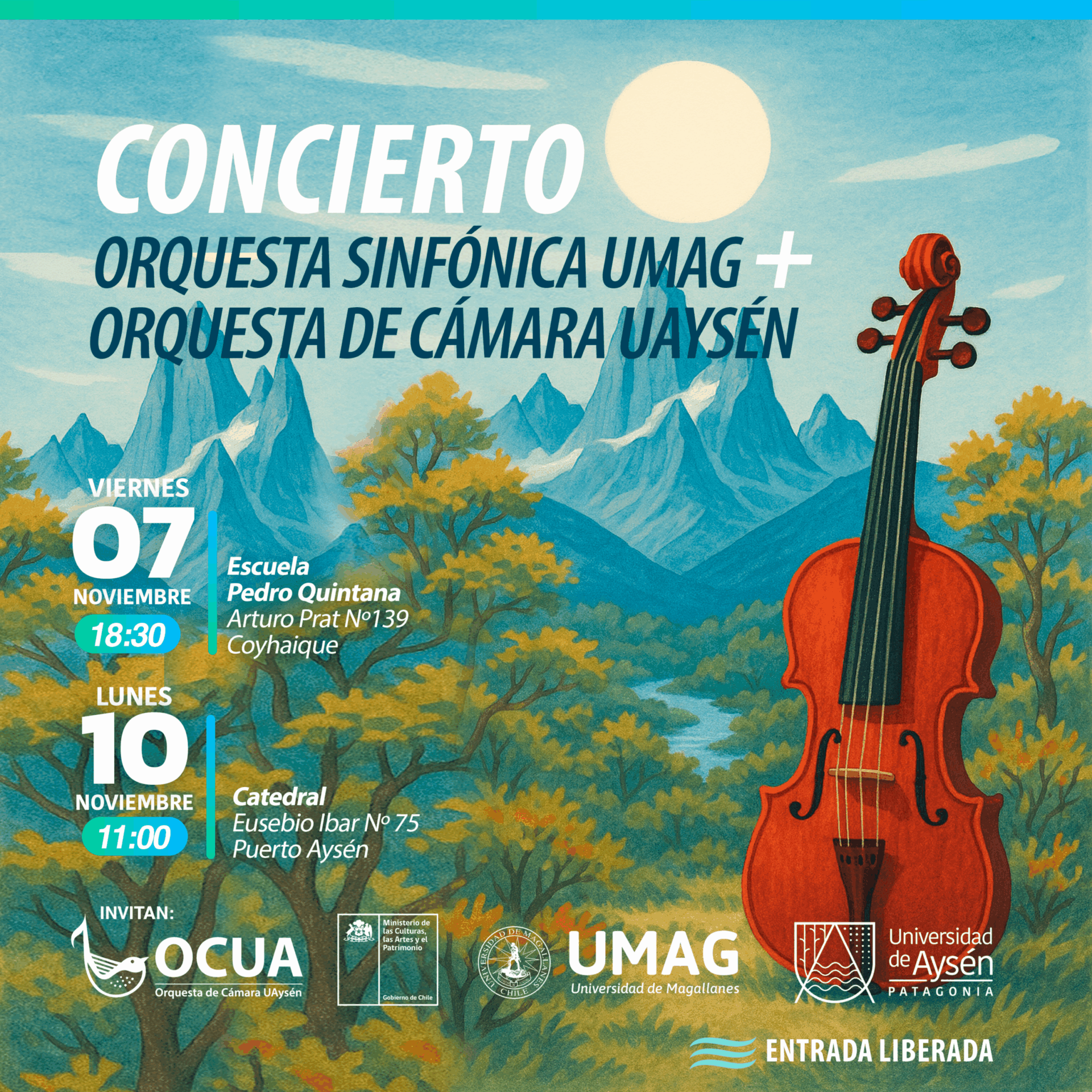CONCIERTO ORQUESTA SINFÓNICA UMAG + ORQUESTA DE CÁMARA UAYSÉN