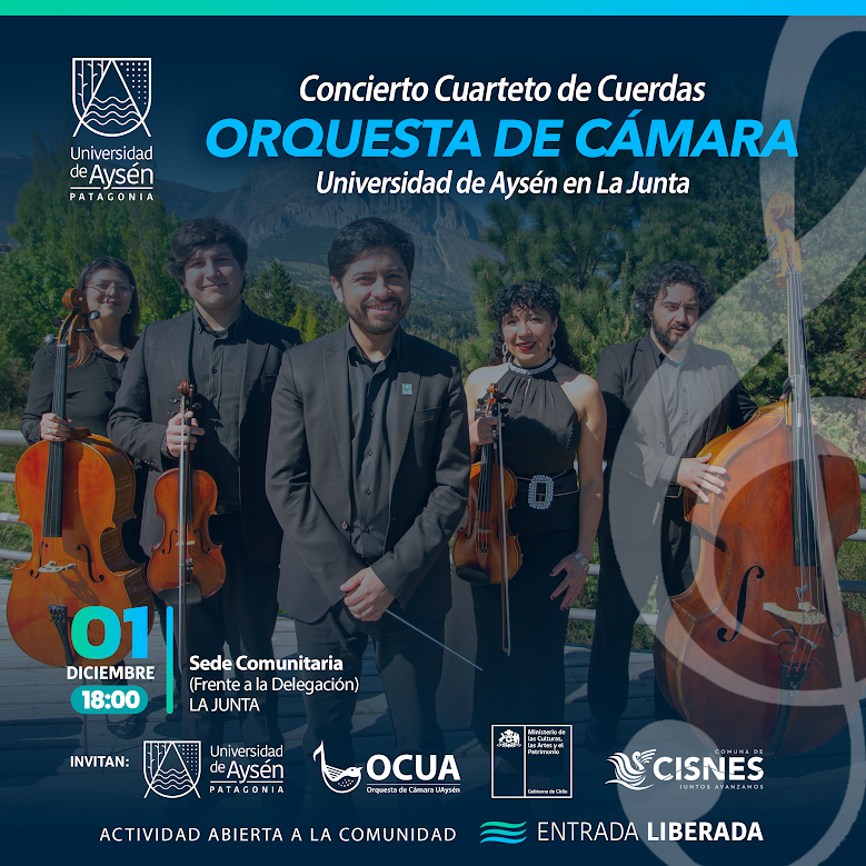 Concierto Cuarteto de Cuerdas de la Orquesta de Cámara UAysén en La Junta