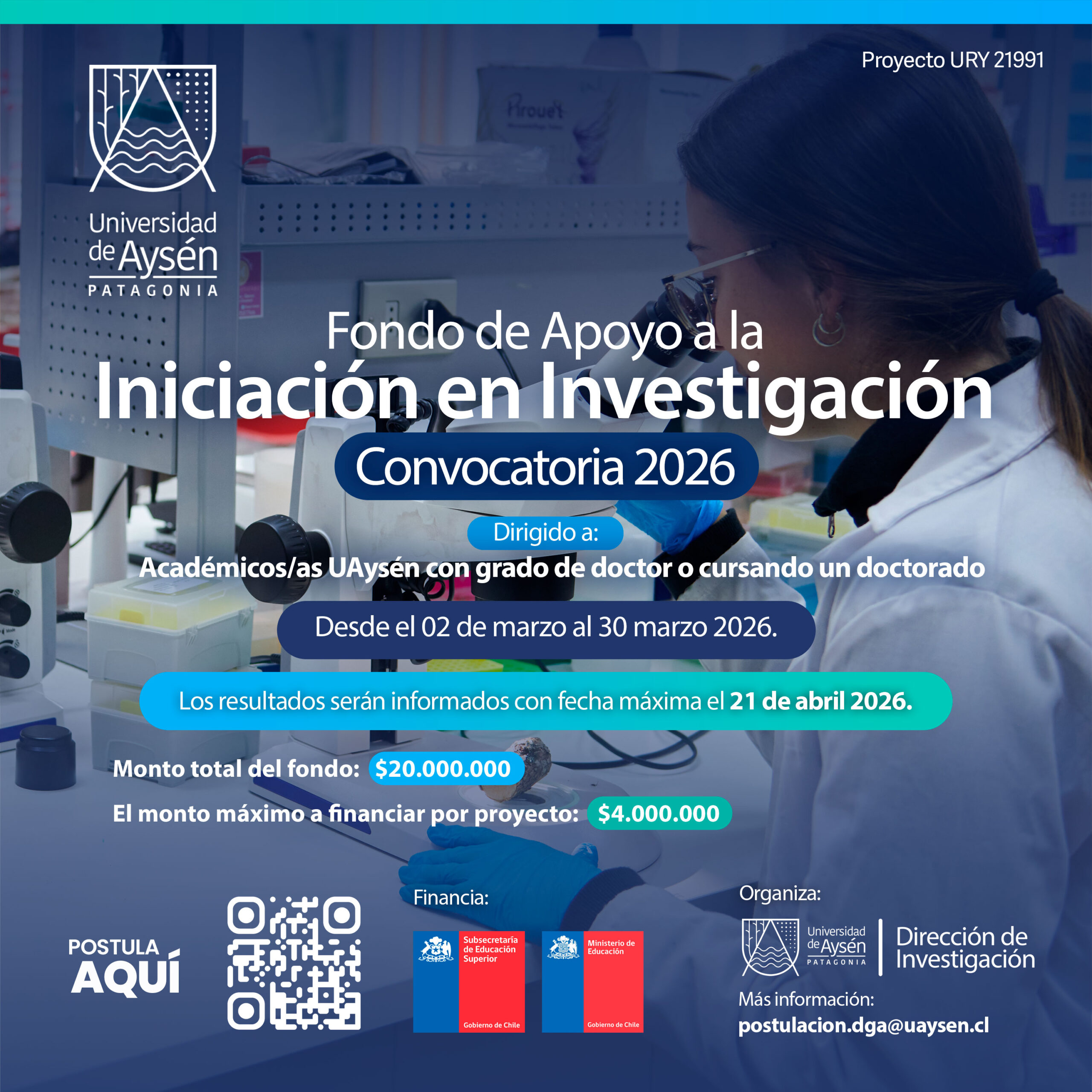 Convocatoria 2026 | Fondo de Apoyo a la Iniciación en Investigación UAysén