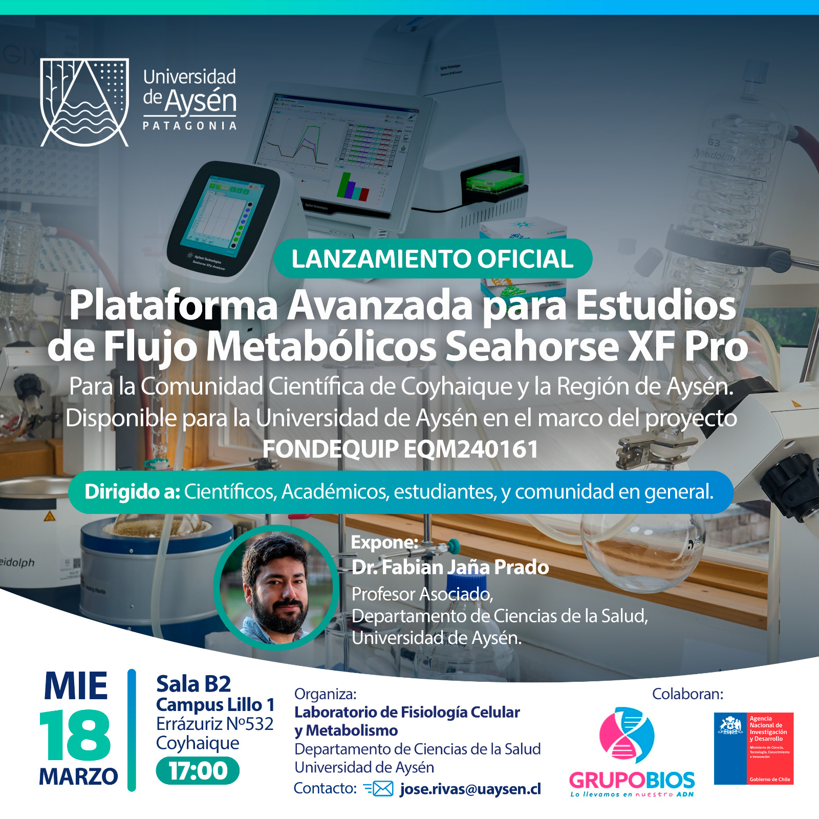 Lanzamiento: Plataforma avanzada para estudios de flujo metabólico en UAysén